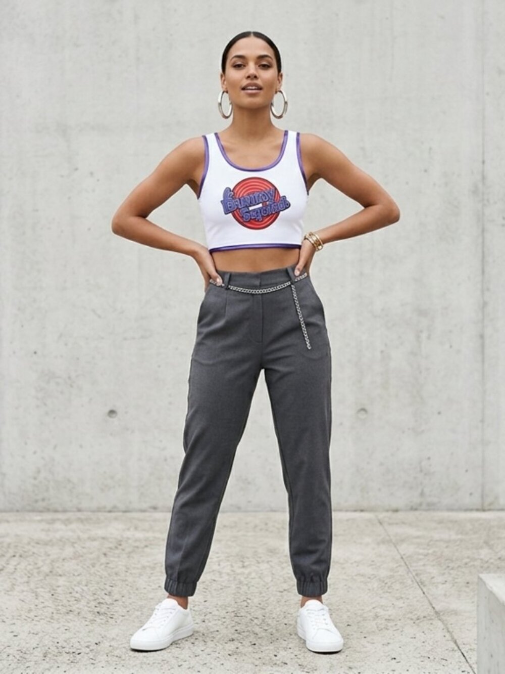 Y2K Space Jam Bunny Squad Crop Top Retro 90s Nostalgia Graphic Tank